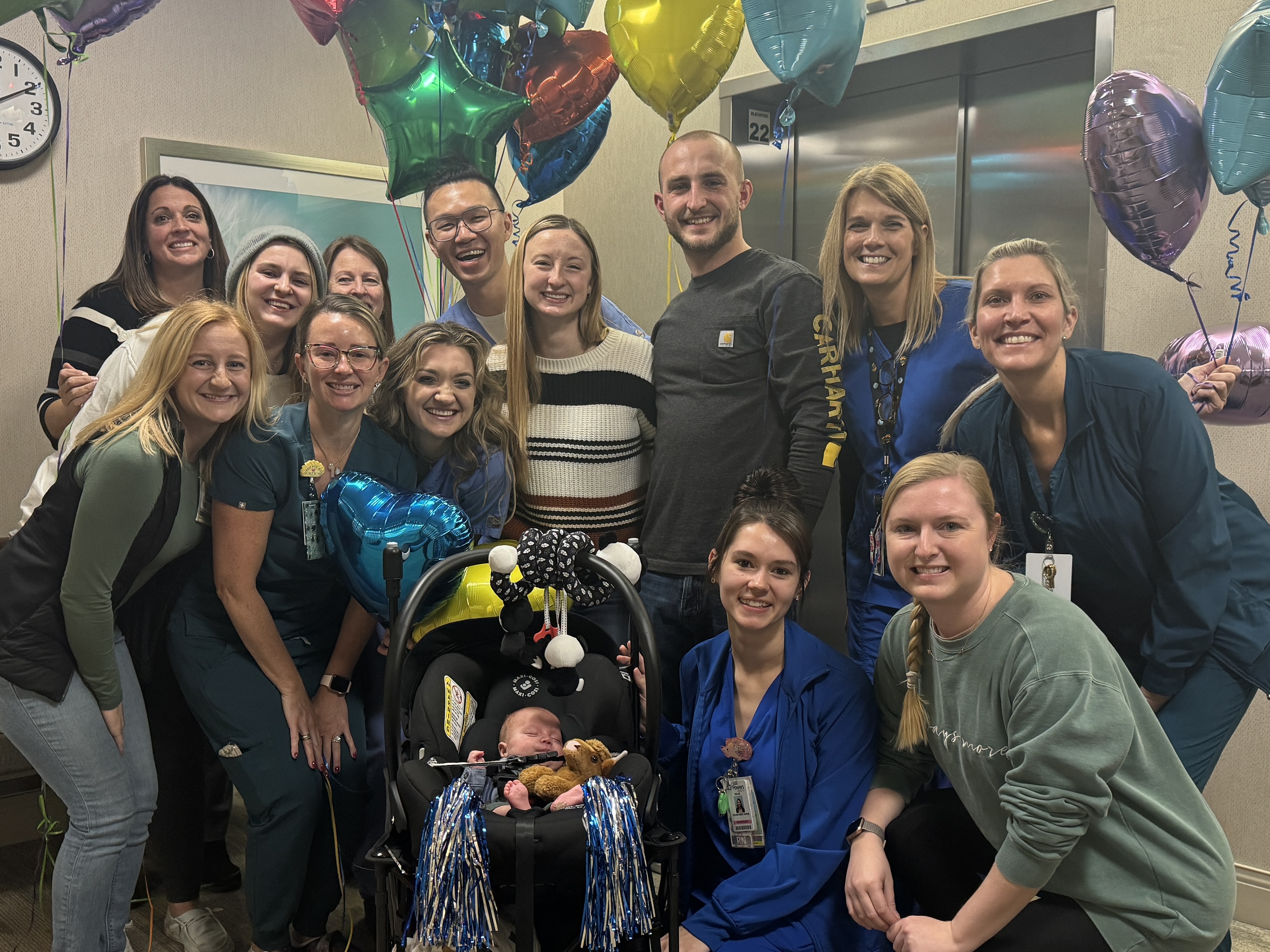 NICU celebrating Hudson White's NICU graduation